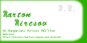 marton mircsov business card